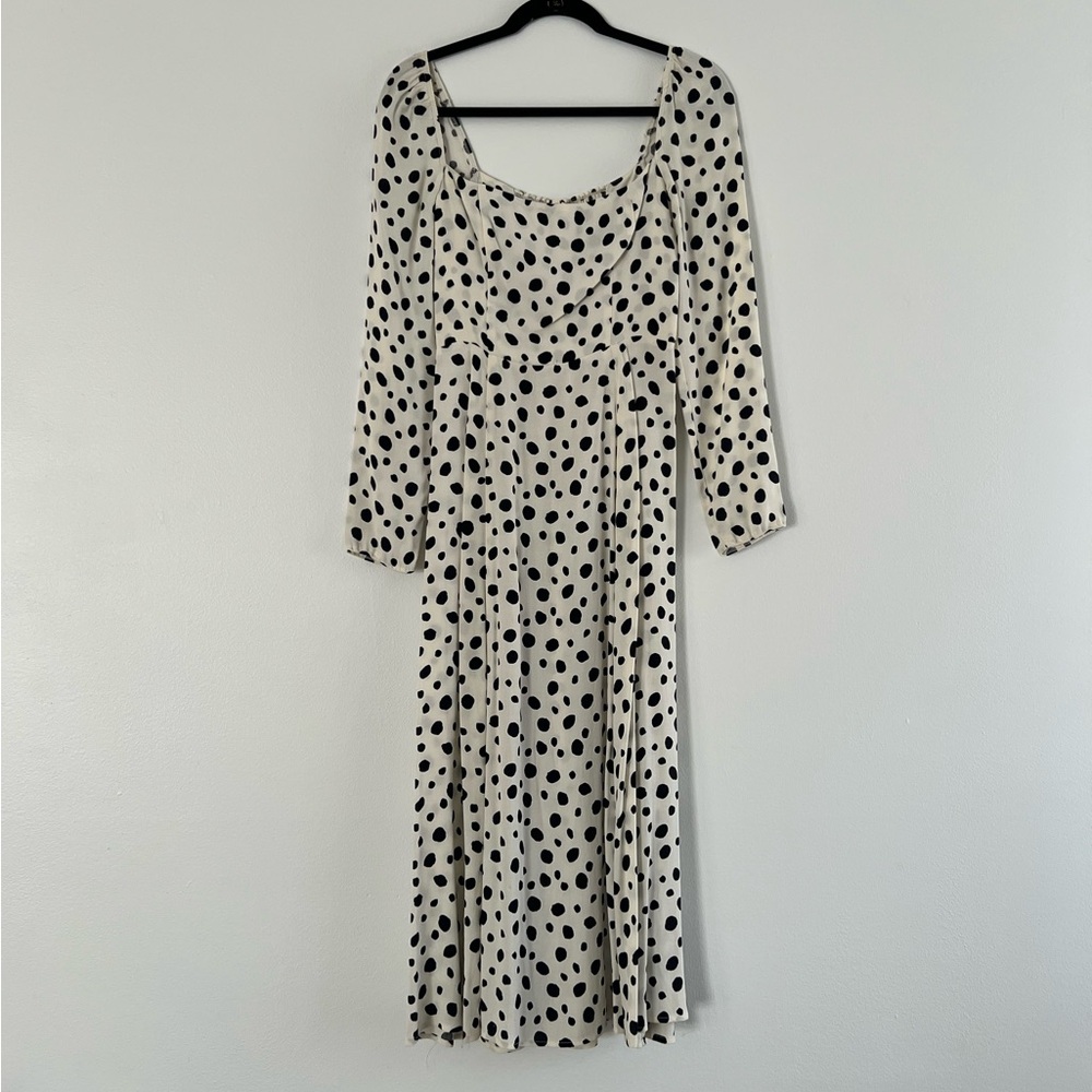 Reformation Black and White Polka Dot Long Sleeve Dress
